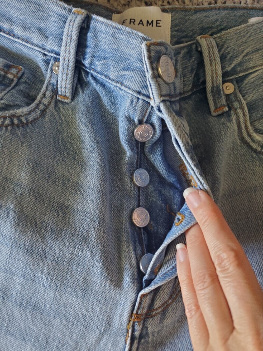 Frame Denim Light Blue Le Original High-Rise Straight Distressed Jeans size 28 - Picture 6 of 6